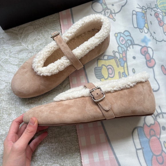 Alaïa Lambswool Mary Jane Flats - Picture 3 of 8